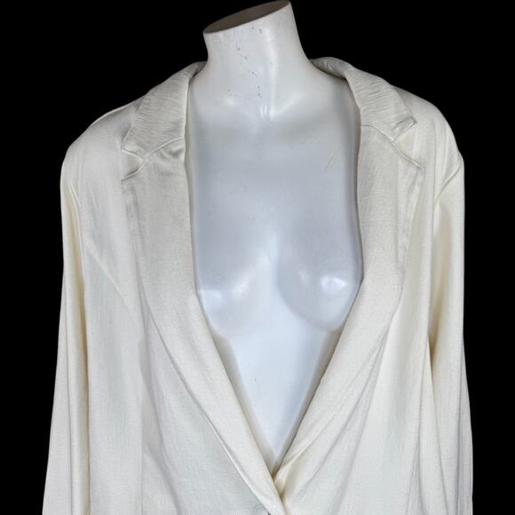 Isaac Mizrahi Live! Knit Denim Classic Slimming Blazer Cream X-Large Career - Picture 8 of 13